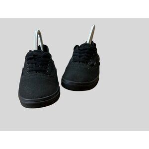 Vans Unisex Black Canvas Lace-Up Sneakers Women Size 8.0